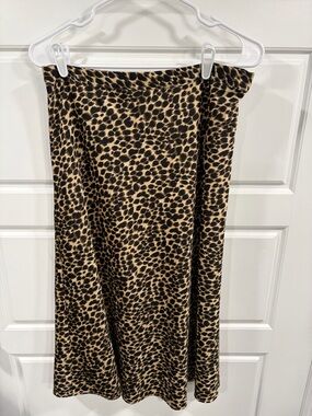 J. Crew Factory Leopard Print Midi Skirt in Tan and Black